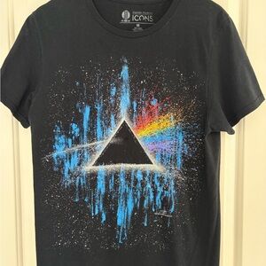 Pink Floyd - Black Tee with Paint Color Graphic by Stephen Fishwick